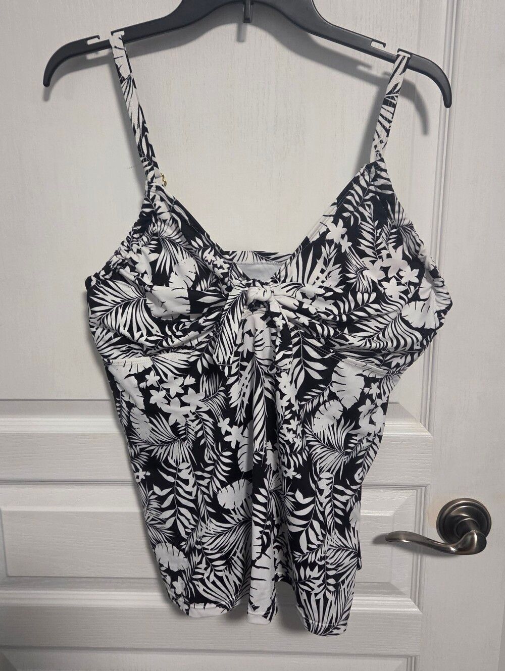 Kim Gravel x Swimsuits For All Tankini Top Swim Black White Palms Womens 16
